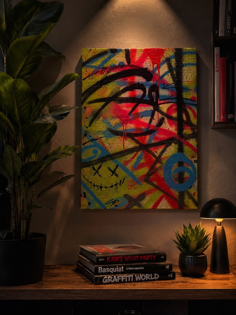 Neon Tantrum 18x24 Original Mixed Media Abstract Graffiti Street Art Painting